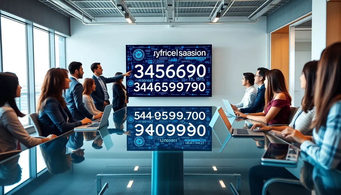 diverse team discussing data in a modern office.